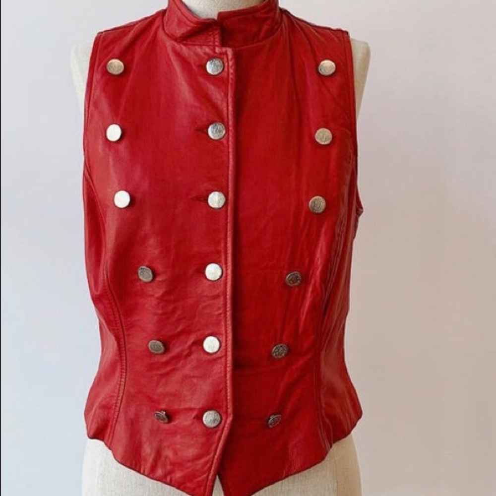 Red Genuine Leather Vest